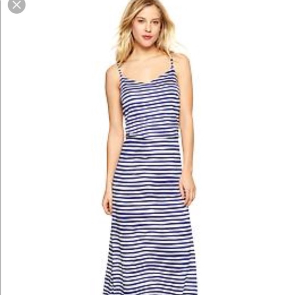 Gap Navy White striped Maxi Knit Sun Dress sz Med